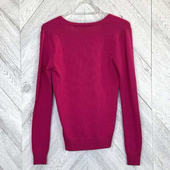 Ralph Lauren Sport Sweater Womens Size XS Pink V-Neck Knit Polo Horse Cotton - Picture 4 of 4
